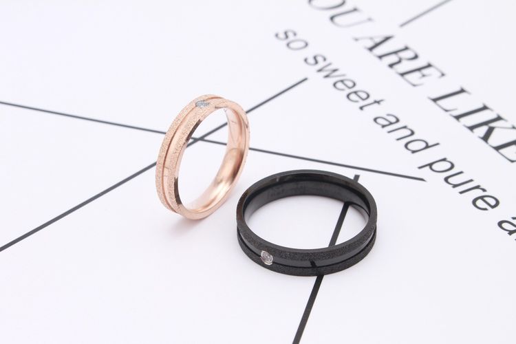 Japan and South Korea trendsetter couple ring frosted with diamonds titanium steel ring | EaseWholesale 1 Japan and South Korea trendsetter couple ring frosted with diamonds titanium steel ring | EaseWholesale 1