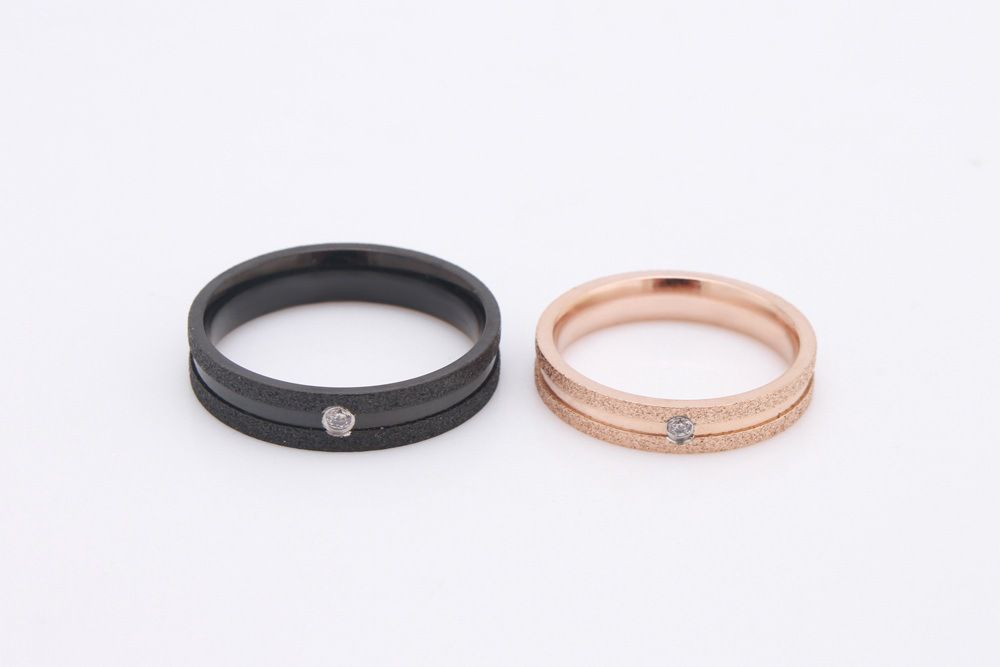 Japan and South Korea trendsetter couple ring frosted with diamonds titanium steel ring | EaseWholesale 2 Japan and South Korea trendsetter couple ring frosted with diamonds titanium steel ring | EaseWholesale 2