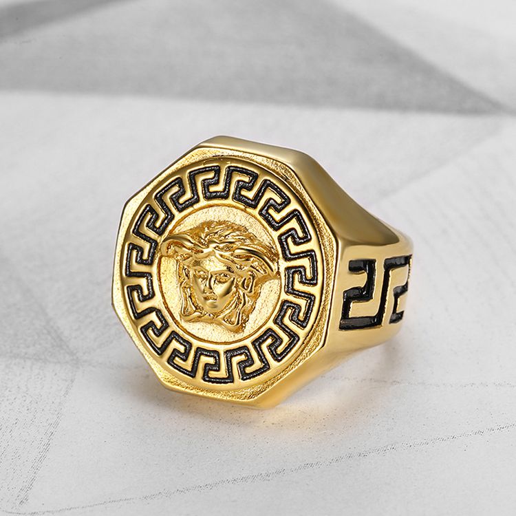 Ancient Greek Mythology Hip Hop Punk Vintage Avatar Titanium Men's Ring | EaseWholesale 1
