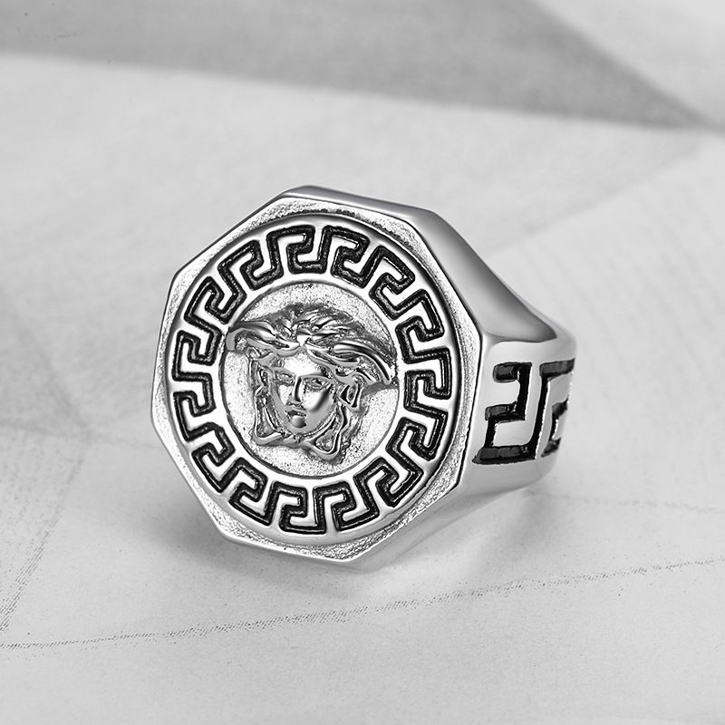 Ancient Greek Mythology Hip Hop Punk Vintage Avatar Titanium Men's Ring | EaseWholesale 2