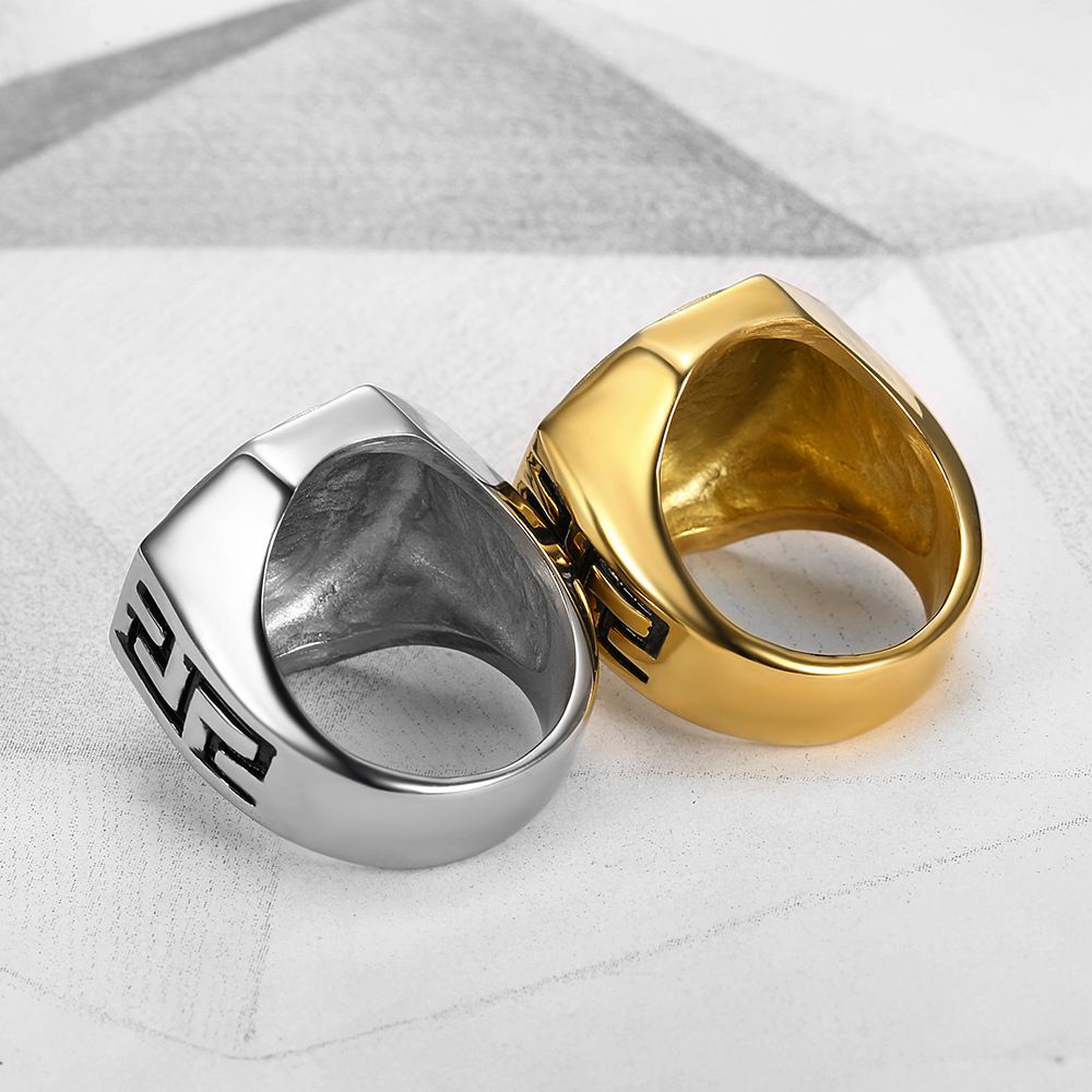 Ancient Greek Mythology Hip Hop Punk Vintage Avatar Titanium Men's Ring | EaseWholesale 3