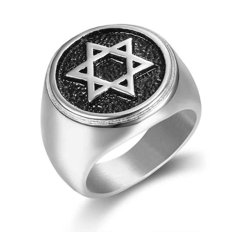 Wholesale Vintage Hexagram Titanium Men's King Solomon Ring | EaseWholesale 1 Wholesale Vintage Hexagram Titanium Men's King Solomon Ring | EaseWholesale 1