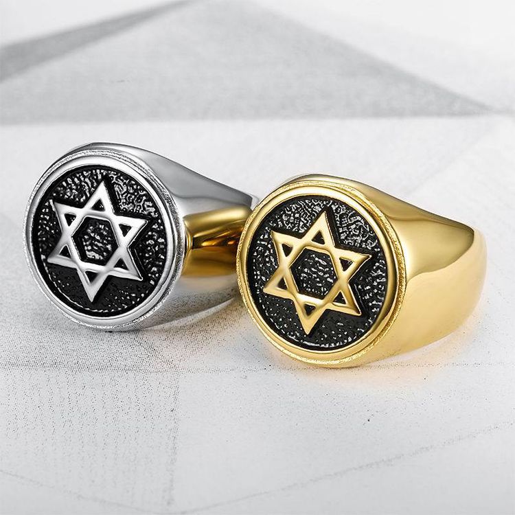 Wholesale Vintage Hexagram Titanium Men's King Solomon Ring | EaseWholesale 2 Wholesale Vintage Hexagram Titanium Men's King Solomon Ring | EaseWholesale 2