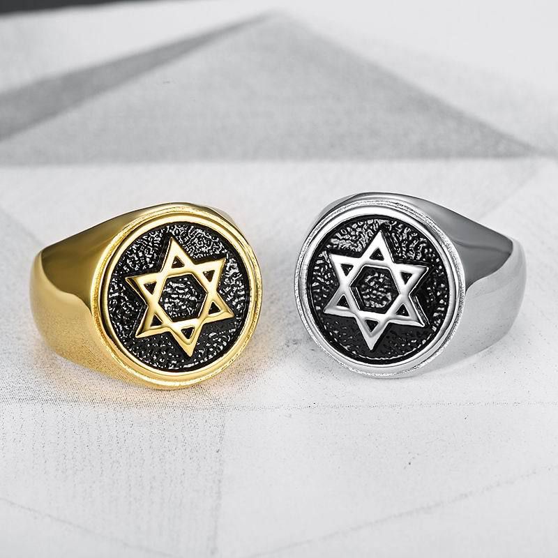 Wholesale Vintage Hexagram Titanium Men's King Solomon Ring | EaseWholesale 3 Wholesale Vintage Hexagram Titanium Men's King Solomon Ring | EaseWholesale 3