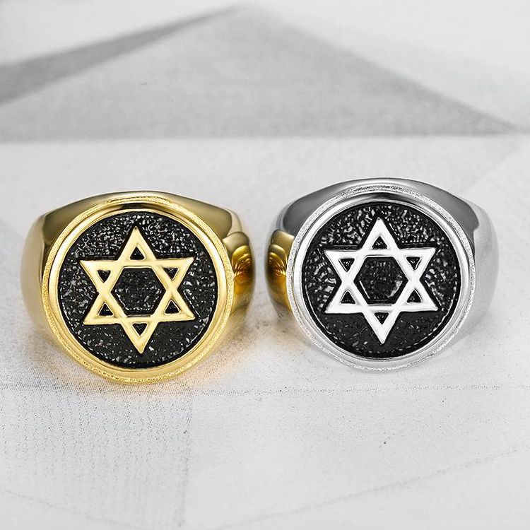 Wholesale Vintage Hexagram Titanium Men's King Solomon Ring | EaseWholesale 4 Wholesale Vintage Hexagram Titanium Men's King Solomon Ring | EaseWholesale 4