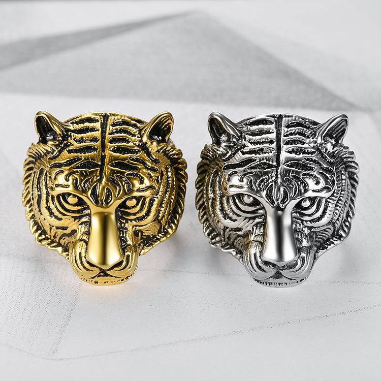 Retro Creative Tiger Head Men's Stainless Steel Ring | EaseWholesale 2 Retro Creative Tiger Head Men's Stainless Steel Ring | EaseWholesale 2