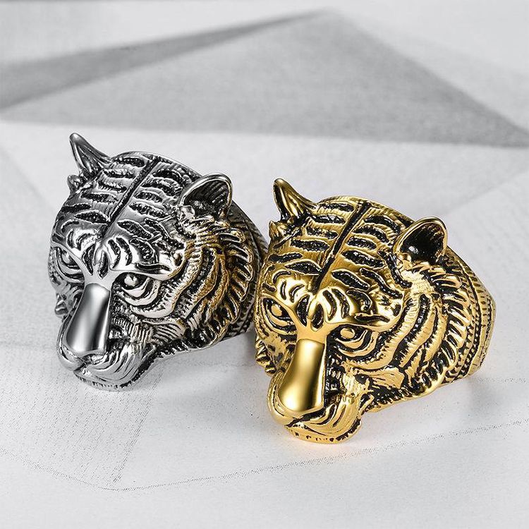 Retro Creative Tiger Head Men's Stainless Steel Ring | EaseWholesale 3 Retro Creative Tiger Head Men's Stainless Steel Ring | EaseWholesale 3