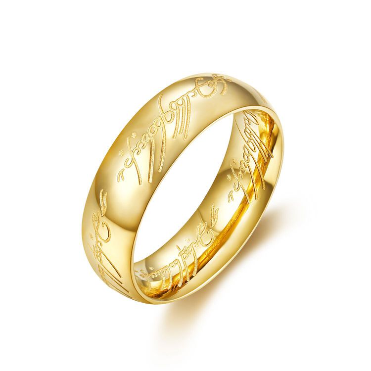 Europe and the United States retro domineering titanium steel men's gold ring | EaseWholesale