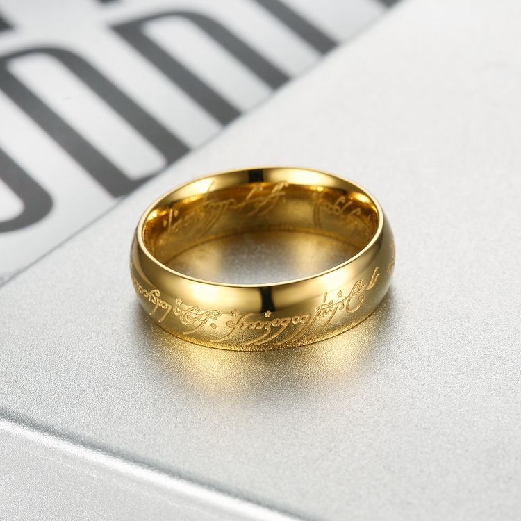 Europe and the United States retro domineering titanium steel men's gold ring | EaseWholesale