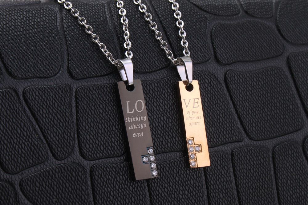 New Fashion couple boutique LOVE CZ pendant Titanium steel couple necklace  | EaseWholesale 2 New Fashion couple boutique LOVE CZ pendant Titanium steel couple necklace  | EaseWholesale 2