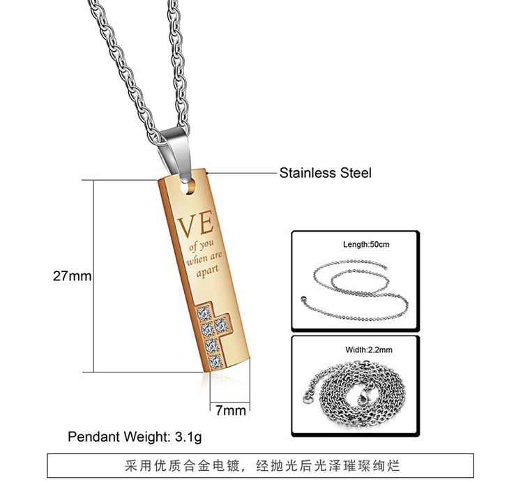 New Fashion couple boutique LOVE CZ pendant Titanium steel couple necklace  | EaseWholesale 6 New Fashion couple boutique LOVE CZ pendant Titanium steel couple necklace  | EaseWholesale 6