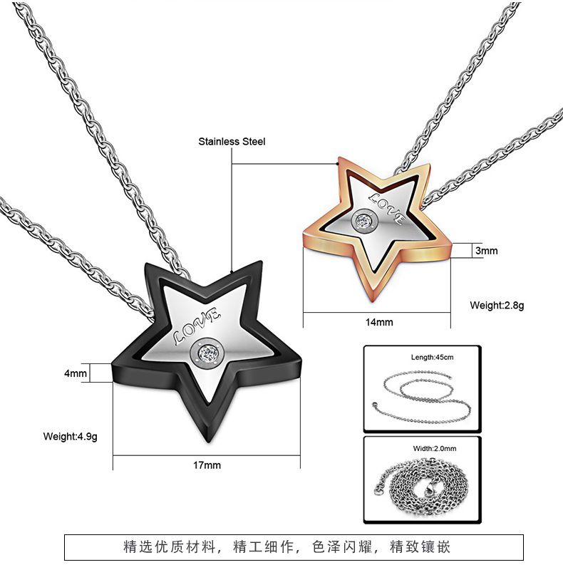 Fashion Star Pendant Fine Titanium Stainless Steel Couple Necklace | EaseWholesale 3 Fashion Star Pendant Fine Titanium Stainless Steel Couple Necklace | EaseWholesale 3