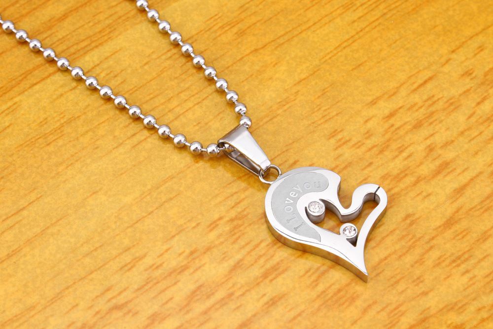 Romantic Letter Heart Puzzle Pendant Titanium Steel Couple Necklace  | EaseWholesale 2 Romantic Letter Heart Puzzle Pendant Titanium Steel Couple Necklace  | EaseWholesale 2