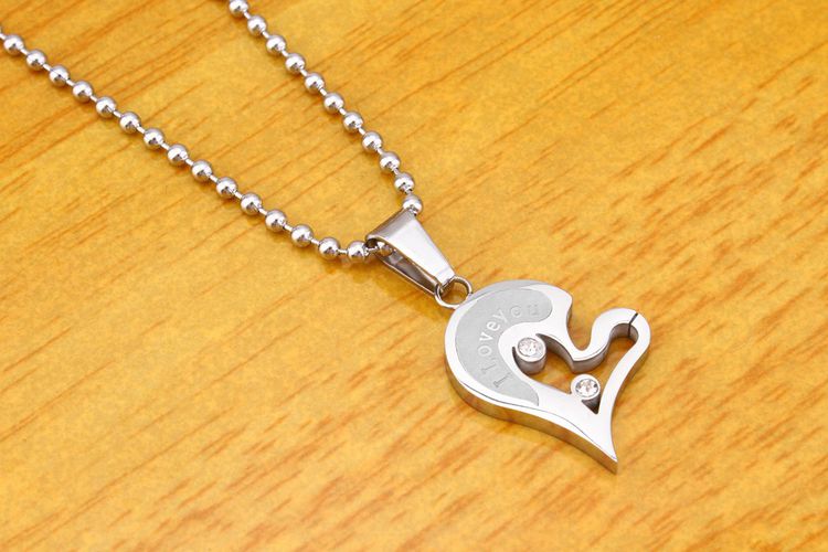 Romantic Letter Heart Puzzle Pendant Titanium Steel Couple Necklace  | EaseWholesale 2 Romantic Letter Heart Puzzle Pendant Titanium Steel Couple Necklace  | EaseWholesale 2