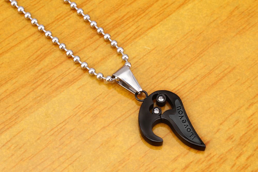 Romantic Letter Heart Puzzle Pendant Titanium Steel Couple Necklace  | EaseWholesale 3 Romantic Letter Heart Puzzle Pendant Titanium Steel Couple Necklace  | EaseWholesale 3