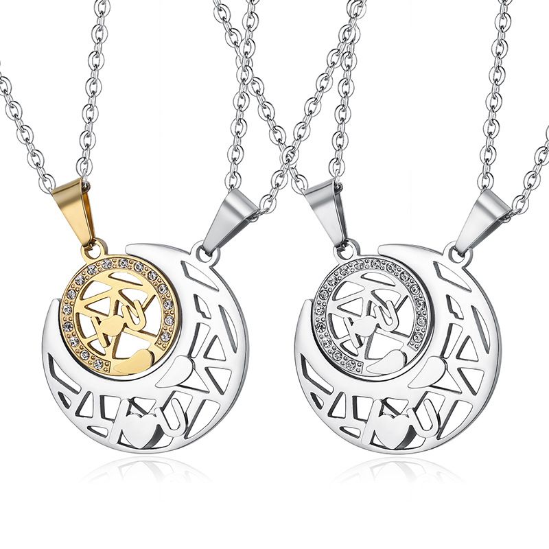 Wholesale LOVE YOU sun moon puzzle pendant zirconia titanium steel couple necklace | EaseWholesale 0 Wholesale LOVE YOU sun moon puzzle pendant zirconia titanium steel couple necklace | EaseWholesale 0