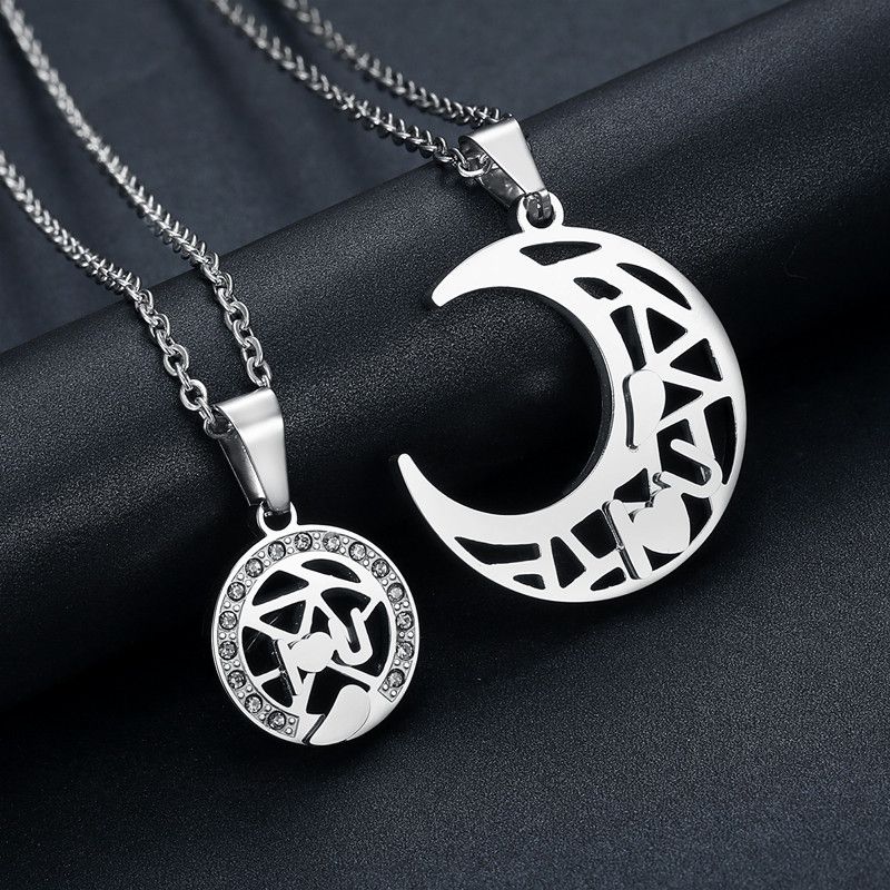 Wholesale LOVE YOU sun moon puzzle pendant zirconia titanium steel couple necklace | EaseWholesale 5 Wholesale LOVE YOU sun moon puzzle pendant zirconia titanium steel couple necklace | EaseWholesale 5