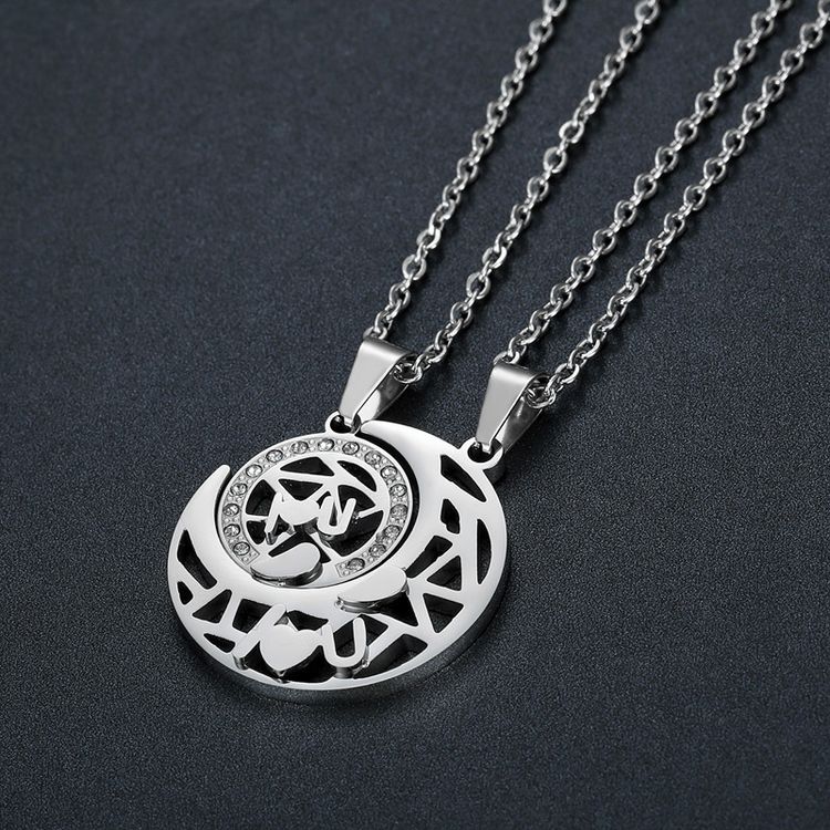 Wholesale LOVE YOU sun moon puzzle pendant zirconia titanium steel couple necklace | EaseWholesale 6 Wholesale LOVE YOU sun moon puzzle pendant zirconia titanium steel couple necklace | EaseWholesale 6