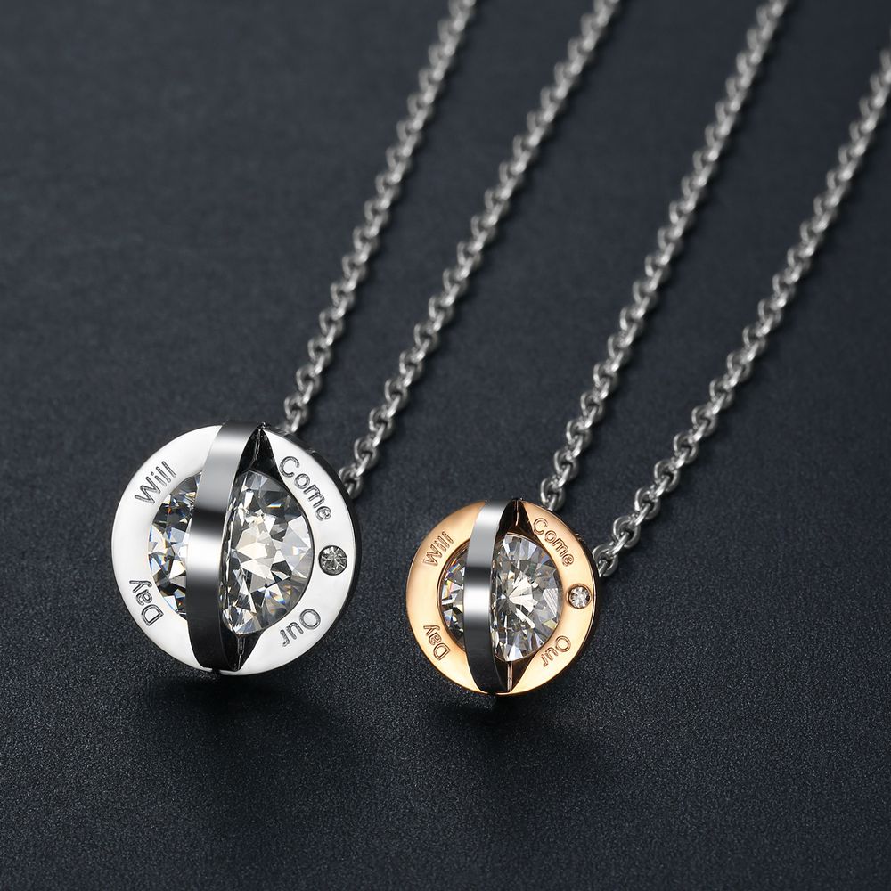Hip Hop Elegant Round Zirconia Pendant Couple Necklace | EaseWholesale 1 Hip Hop Elegant Round Zirconia Pendant Couple Necklace | EaseWholesale 1
