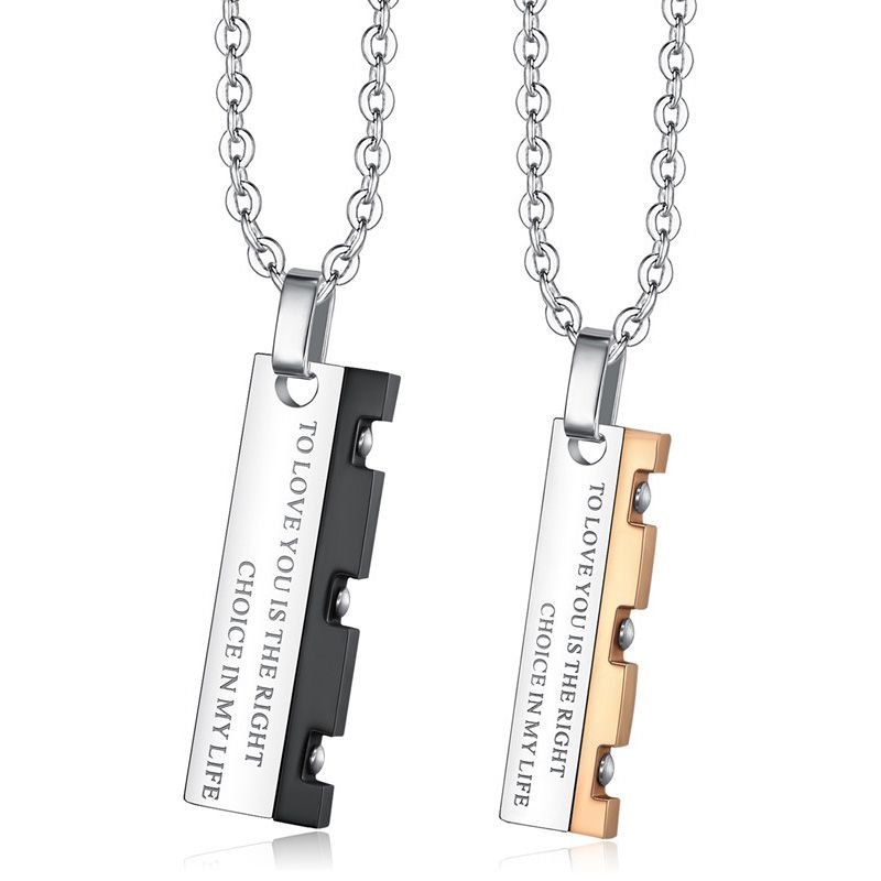 Hip Hop Punk Vintage Blade Patchwork Titanium Steel Couple Pendant Necklace | EaseWholesale 0 Hip Hop Punk Vintage Blade Patchwork Titanium Steel Couple Pendant Necklace | EaseWholesale 0