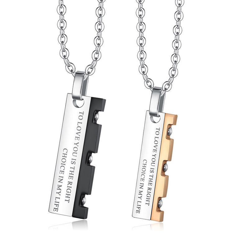 Hip Hop Punk Vintage Blade Patchwork Titanium Steel Couple Pendant Necklace | EaseWholesale