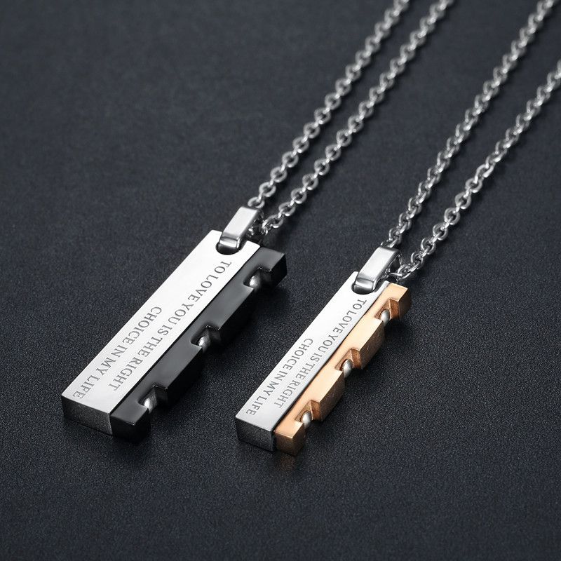 Hip Hop Punk Vintage Blade Patchwork Titanium Steel Couple Pendant Necklace | EaseWholesale 1 Hip Hop Punk Vintage Blade Patchwork Titanium Steel Couple Pendant Necklace | EaseWholesale 1