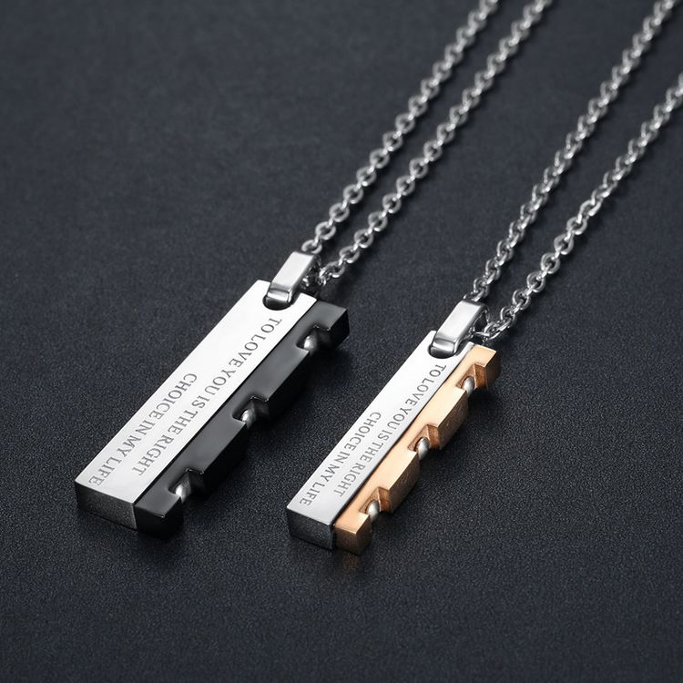 Hip Hop Punk Vintage Blade Patchwork Titanium Steel Couple Pendant Necklace | EaseWholesale