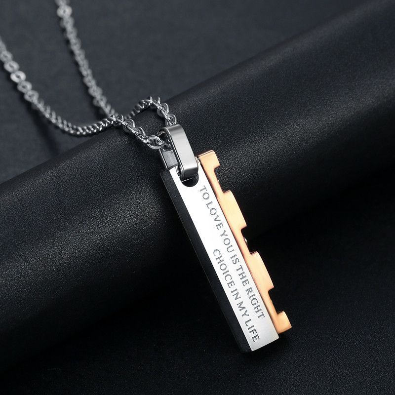 Hip Hop Punk Vintage Blade Patchwork Titanium Steel Couple Pendant Necklace | EaseWholesale 5 Hip Hop Punk Vintage Blade Patchwork Titanium Steel Couple Pendant Necklace | EaseWholesale 5
