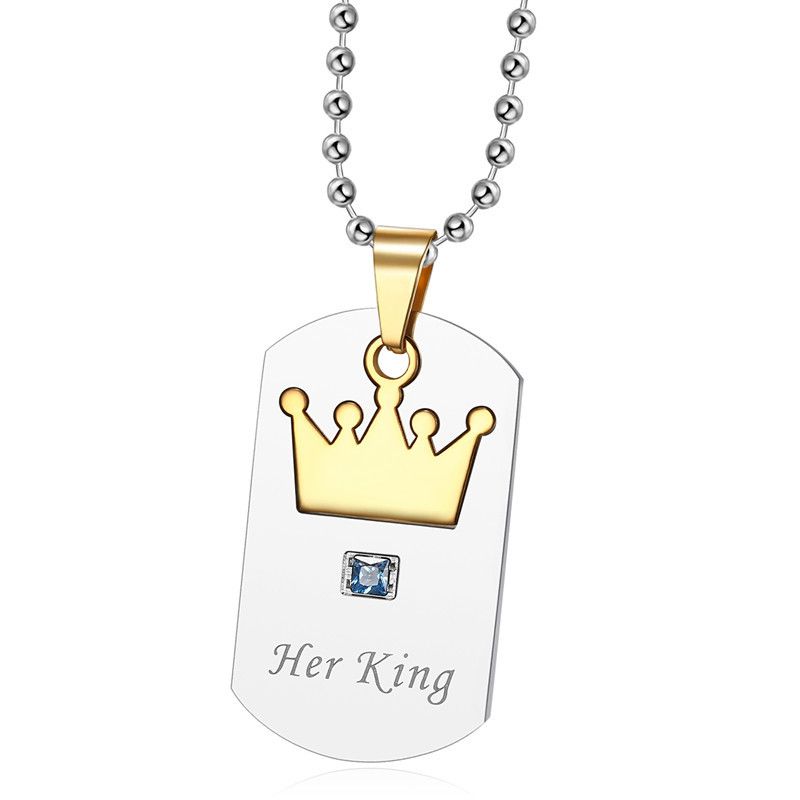 Titanium Stainless Steel Zirconia Crown Pendant Her King His Queen Wholesale Couple Necklace | EaseWholesale 3 Titanium Stainless Steel Zirconia Crown Pendant Her King His Queen Wholesale Couple Necklace | EaseWholesale 3