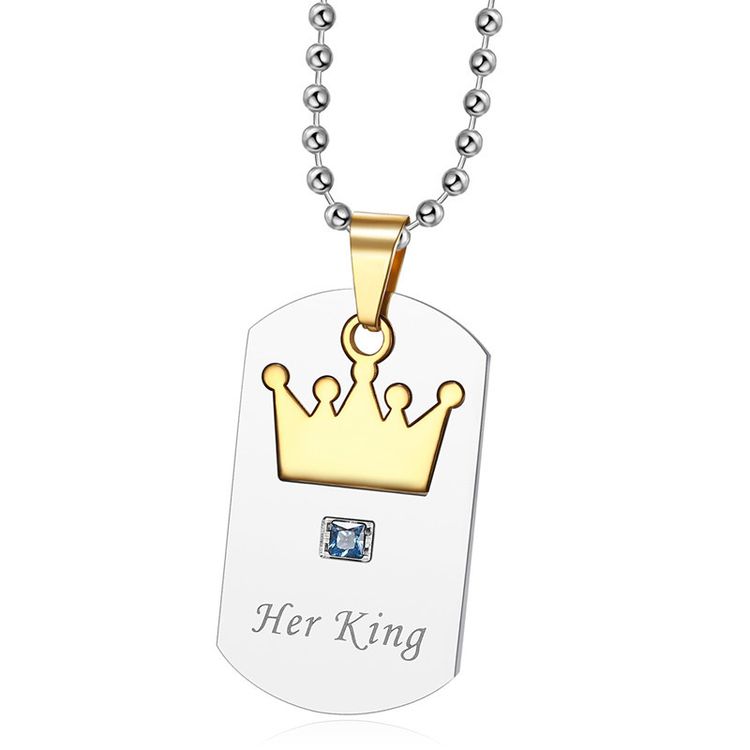 Titanium Stainless Steel Zirconia Crown Pendant Her King His Queen Wholesale Couple Necklace | EaseWholesale 3 Titanium Stainless Steel Zirconia Crown Pendant Her King His Queen Wholesale Couple Necklace | EaseWholesale 3