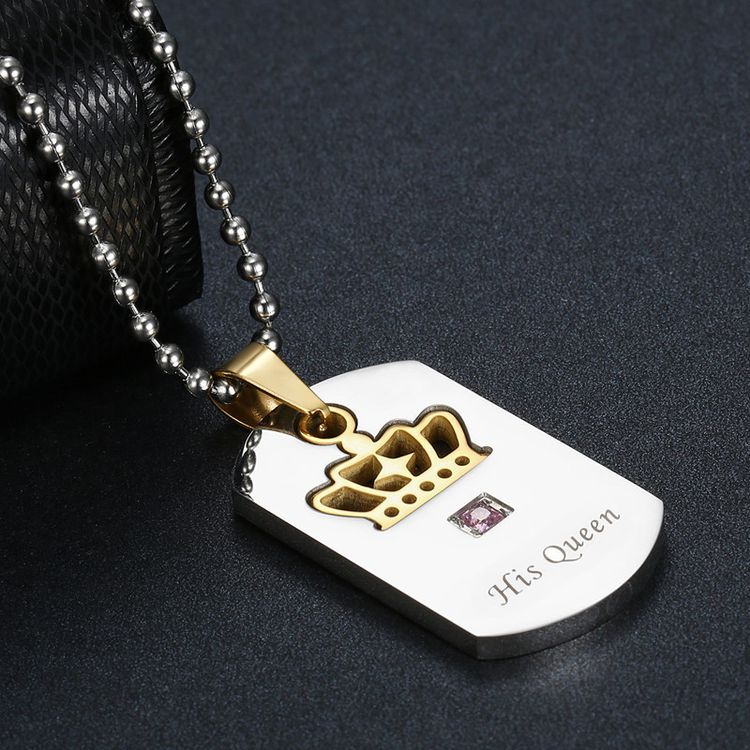 Titanium Stainless Steel Zirconia Crown Pendant Her King His Queen Wholesale Couple Necklace | EaseWholesale 5 Titanium Stainless Steel Zirconia Crown Pendant Her King His Queen Wholesale Couple Necklace | EaseWholesale 5