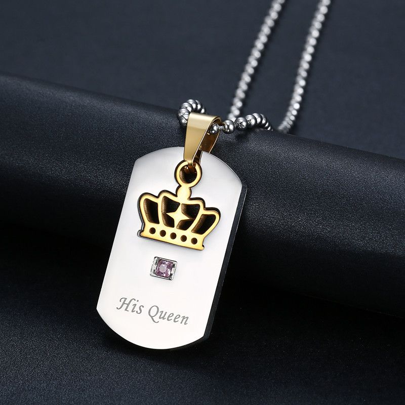 Titanium Stainless Steel Zirconia Crown Pendant Her King His Queen Wholesale Couple Necklace | EaseWholesale 6 Titanium Stainless Steel Zirconia Crown Pendant Her King His Queen Wholesale Couple Necklace | EaseWholesale 6