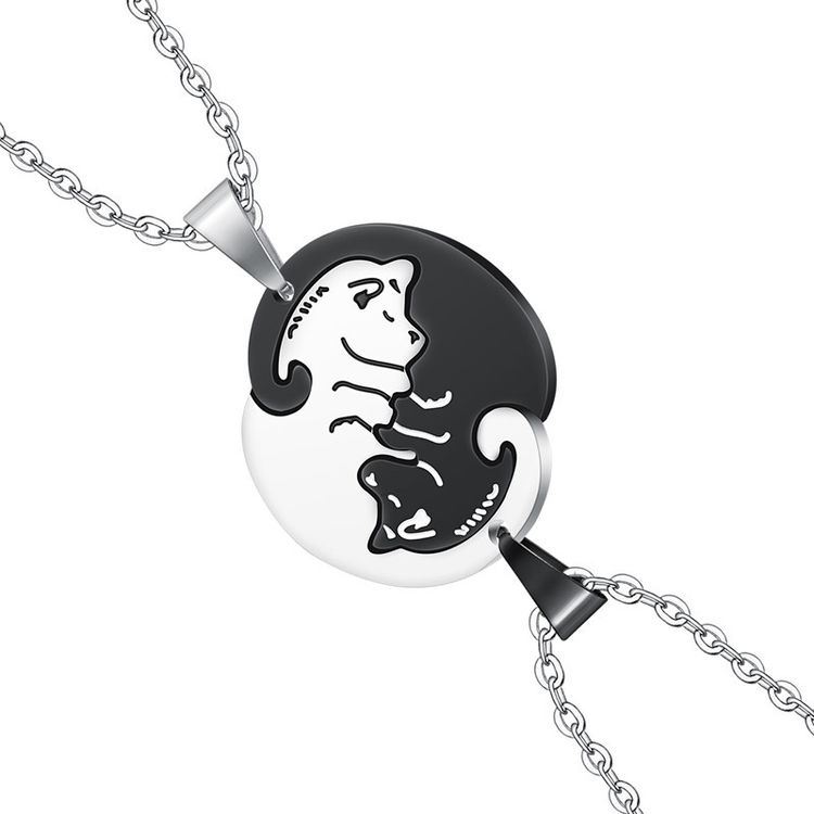 Creative dog hug pendant Wholesale Couple stainless steel Necklace  | EaseWholesale