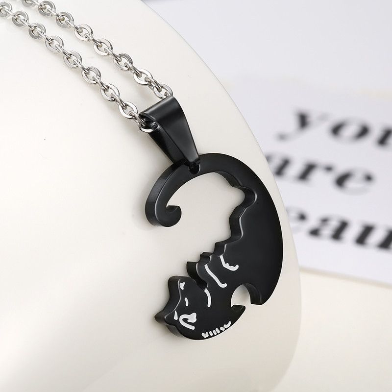 Creative dog hug pendant Wholesale Couple stainless steel Necklace  | EaseWholesale 2 Creative dog hug pendant Wholesale Couple stainless steel Necklace  | EaseWholesale 2