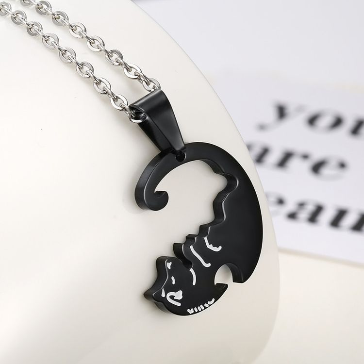 Creative dog hug pendant Wholesale Couple stainless steel Necklace  | EaseWholesale 2 Creative dog hug pendant Wholesale Couple stainless steel Necklace  | EaseWholesale 2