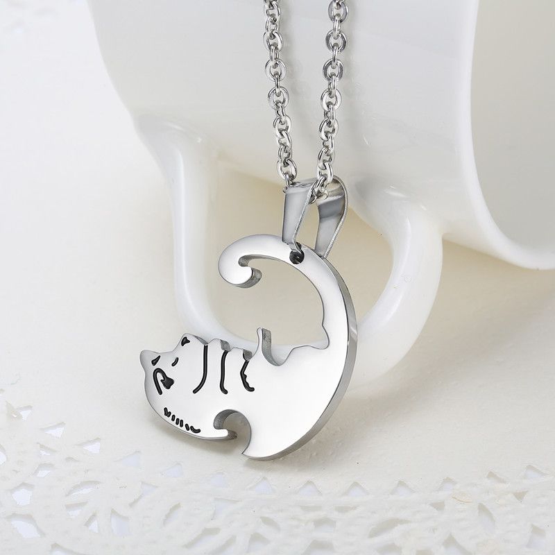 Creative dog hug pendant Wholesale Couple stainless steel Necklace  | EaseWholesale 3 Creative dog hug pendant Wholesale Couple stainless steel Necklace  | EaseWholesale 3