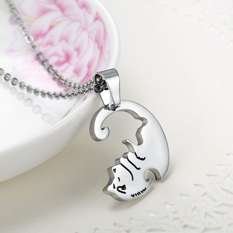 Creative dog hug pendant Wholesale Couple stainless steel Necklace  | EaseWholesale 5 Creative dog hug pendant Wholesale Couple stainless steel Necklace  | EaseWholesale 5