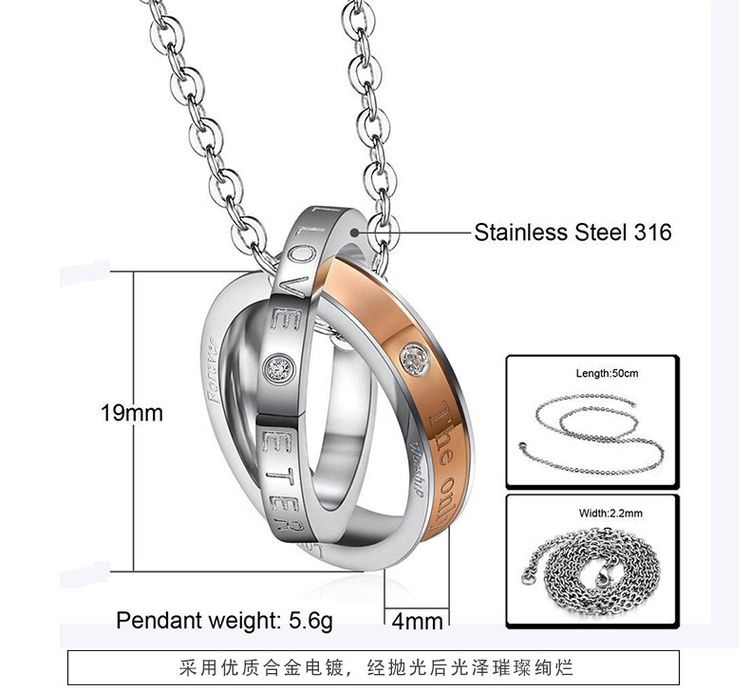 Wholesale Fashion Stainless Steel Personalized Zirconia Pendant Couple Necklace  | EaseWholesale 5 Wholesale Fashion Stainless Steel Personalized Zirconia Pendant Couple Necklace  | EaseWholesale 5