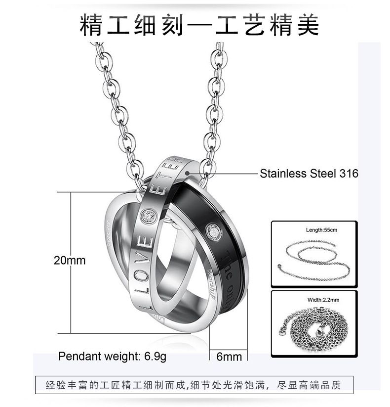 Wholesale Fashion Stainless Steel Personalized Zirconia Pendant Couple Necklace  | EaseWholesale 6 Wholesale Fashion Stainless Steel Personalized Zirconia Pendant Couple Necklace  | EaseWholesale 6