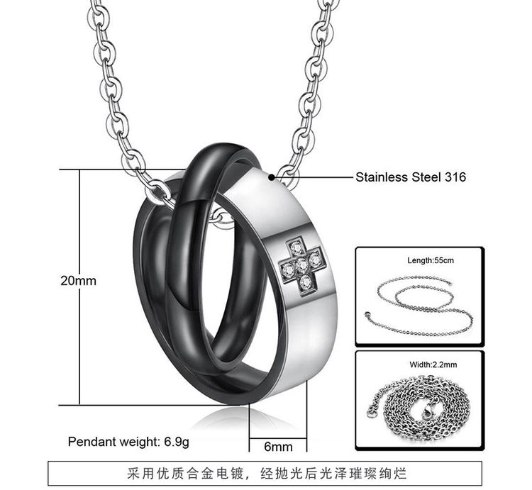 Hip Hop Cross Heart Pendant Stainless Steel Couple Necklace Wholesale | EaseWholesale 5