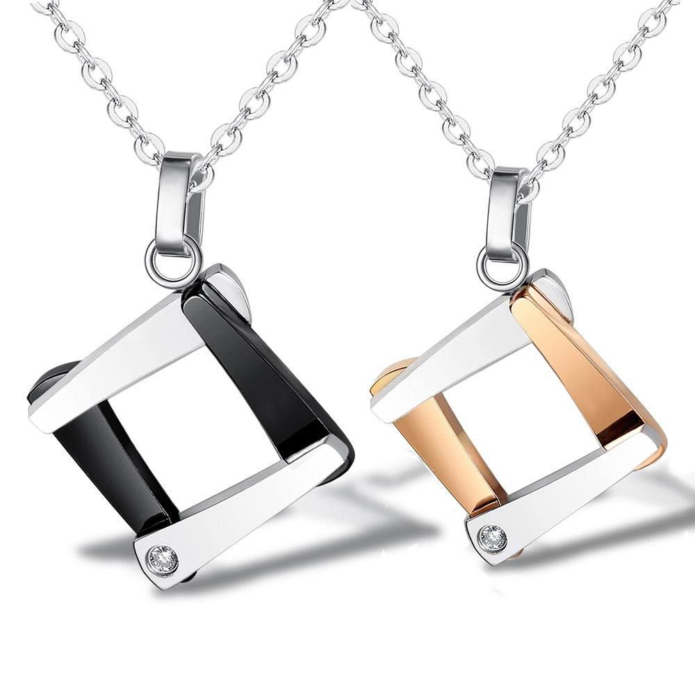Titanium Couple Necklace Personalized Quadrangle Cubic Zircon Pendant | EaseWholesale 0 Titanium Couple Necklace Personalized Quadrangle Cubic Zircon Pendant | EaseWholesale 0