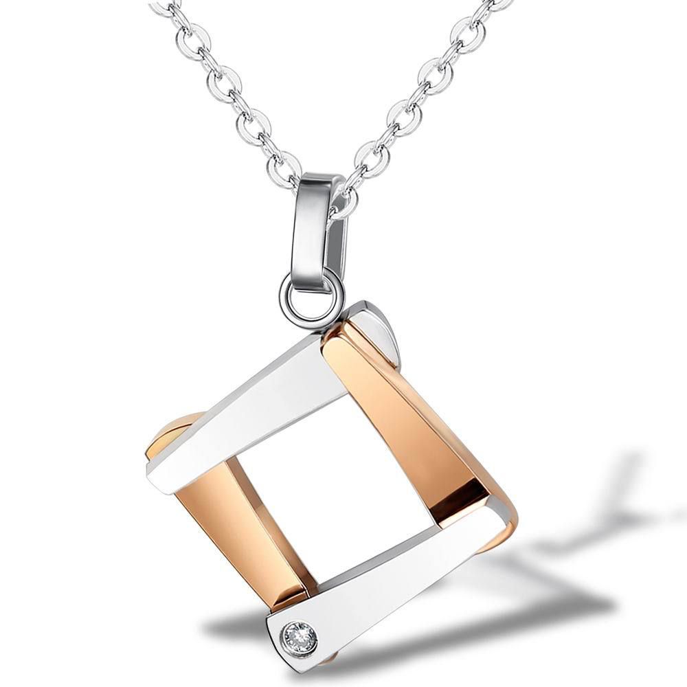 Titanium Couple Necklace Personalized Quadrangle Cubic Zircon Pendant | EaseWholesale 2 Titanium Couple Necklace Personalized Quadrangle Cubic Zircon Pendant | EaseWholesale 2