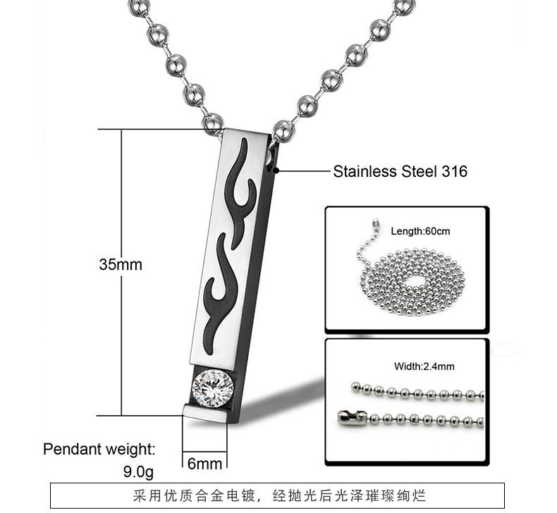 New Square Flame Pendant Wholesale Stainless Steel Couple Necklace | EaseWholesale 4 New Square Flame Pendant Wholesale Stainless Steel Couple Necklace | EaseWholesale 4