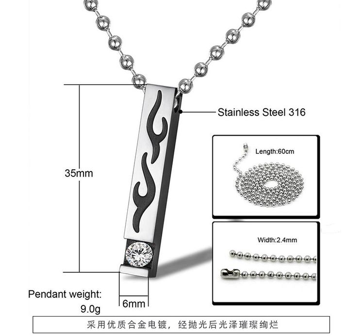 New Square Flame Pendant Wholesale Stainless Steel Couple Necklace | EaseWholesale 4 New Square Flame Pendant Wholesale Stainless Steel Couple Necklace | EaseWholesale 4