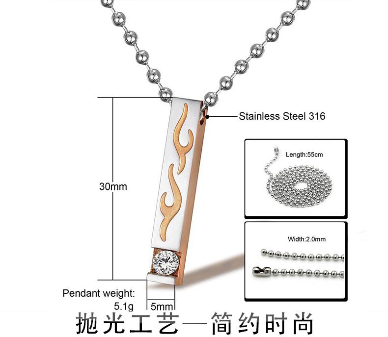 New Square Flame Pendant Wholesale Stainless Steel Couple Necklace | EaseWholesale 5 New Square Flame Pendant Wholesale Stainless Steel Couple Necklace | EaseWholesale 5