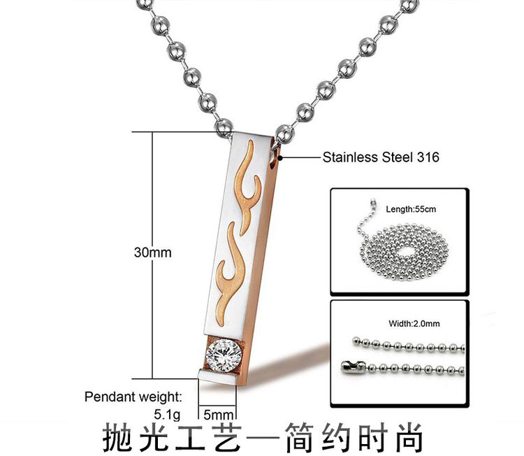 New Square Flame Pendant Wholesale Stainless Steel Couple Necklace | EaseWholesale 5 New Square Flame Pendant Wholesale Stainless Steel Couple Necklace | EaseWholesale 5