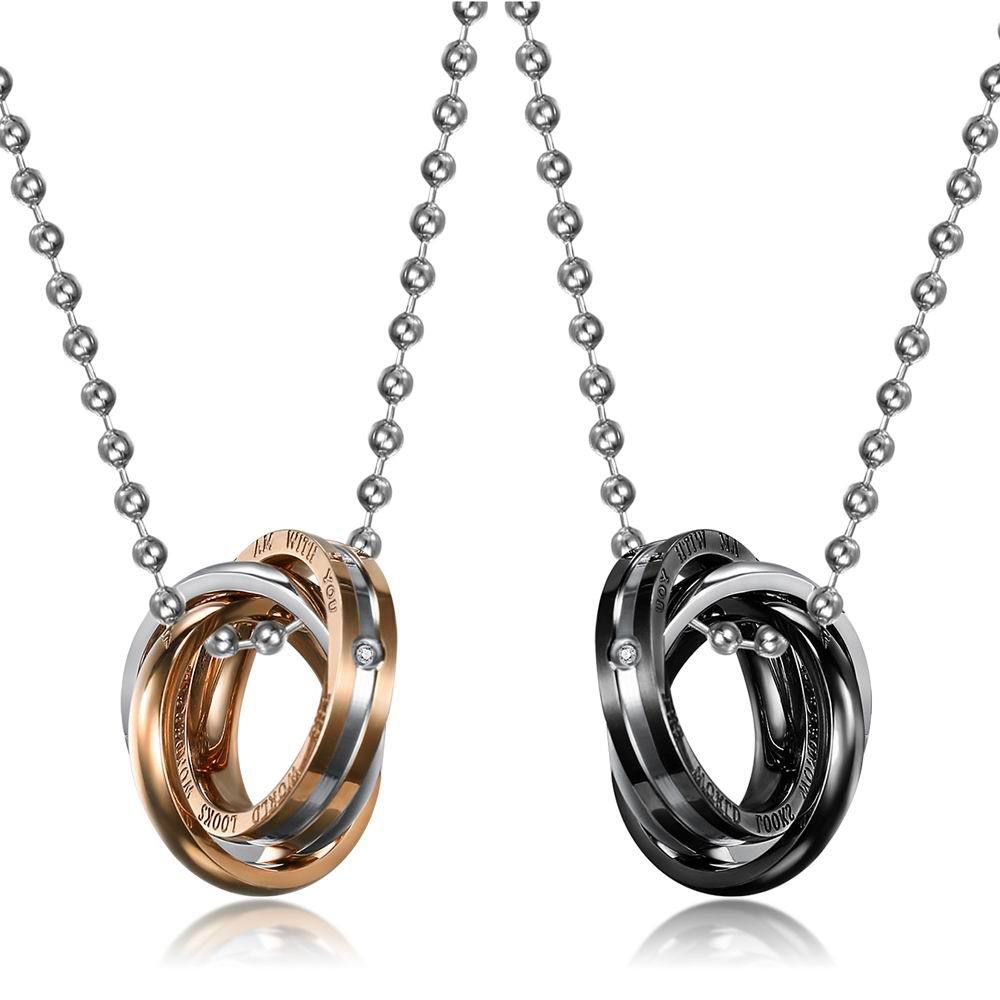 New Three Ring Charms Couple Pendant Titanium Steel Couple Necklace  | EaseWholesale 0 New Three Ring Charms Couple Pendant Titanium Steel Couple Necklace  | EaseWholesale 0