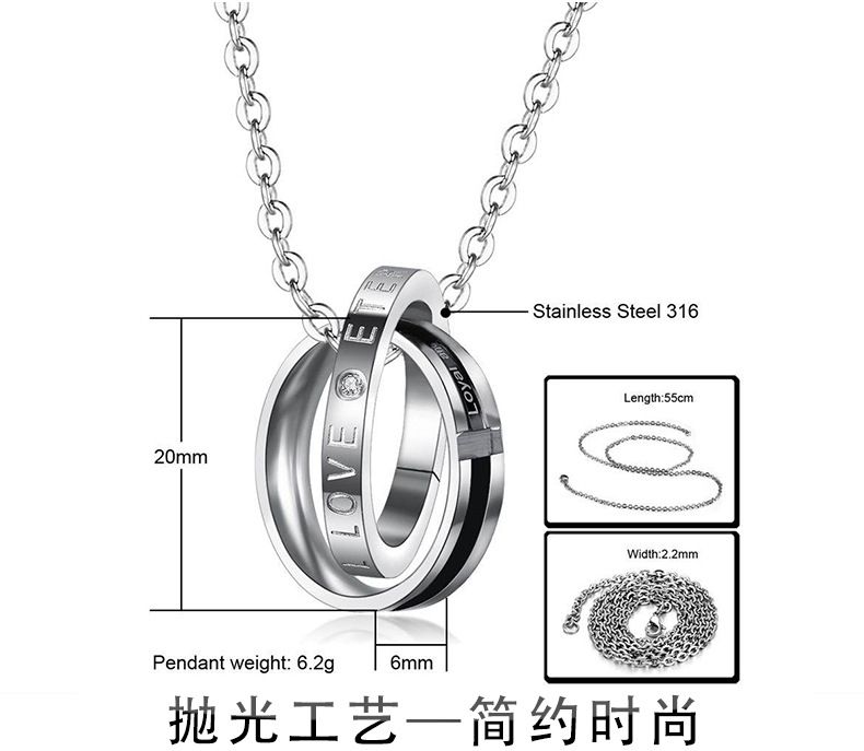 New fine cross double circle pendant titanium steel couple necklace Wholesale | EaseWholesale 5 New fine cross double circle pendant titanium steel couple necklace Wholesale | EaseWholesale 5