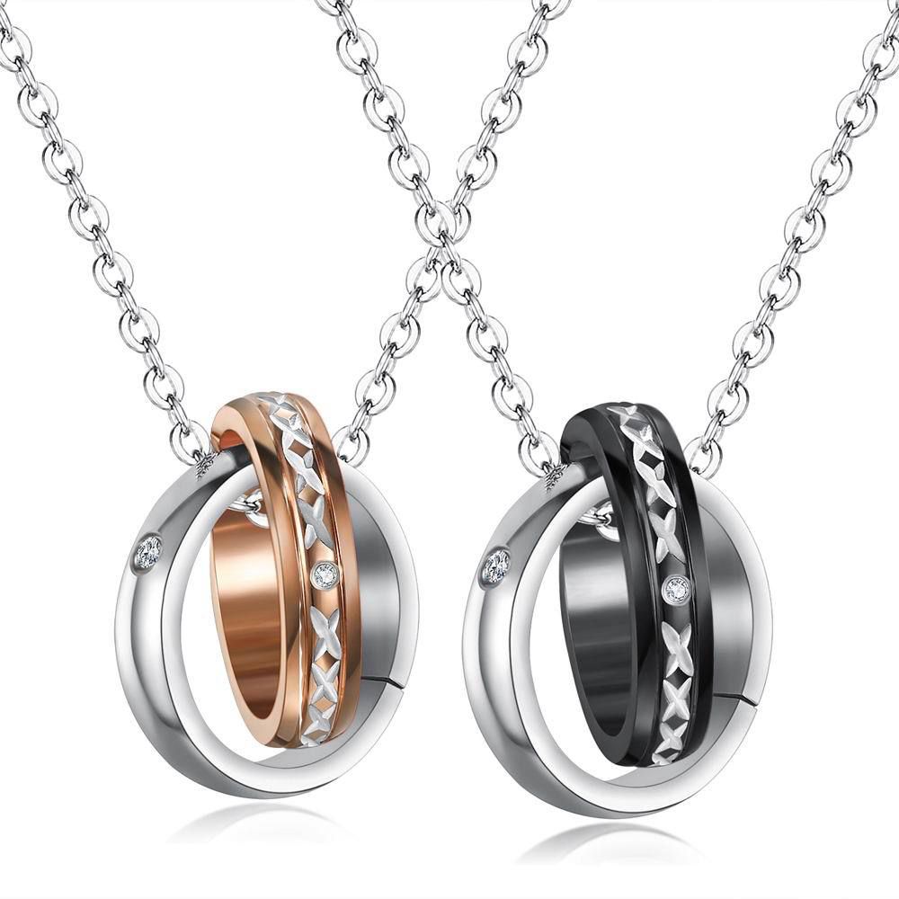 Wholesale Creative Celebrity Titanium steel couple pendant necklace | EaseWholesale 0