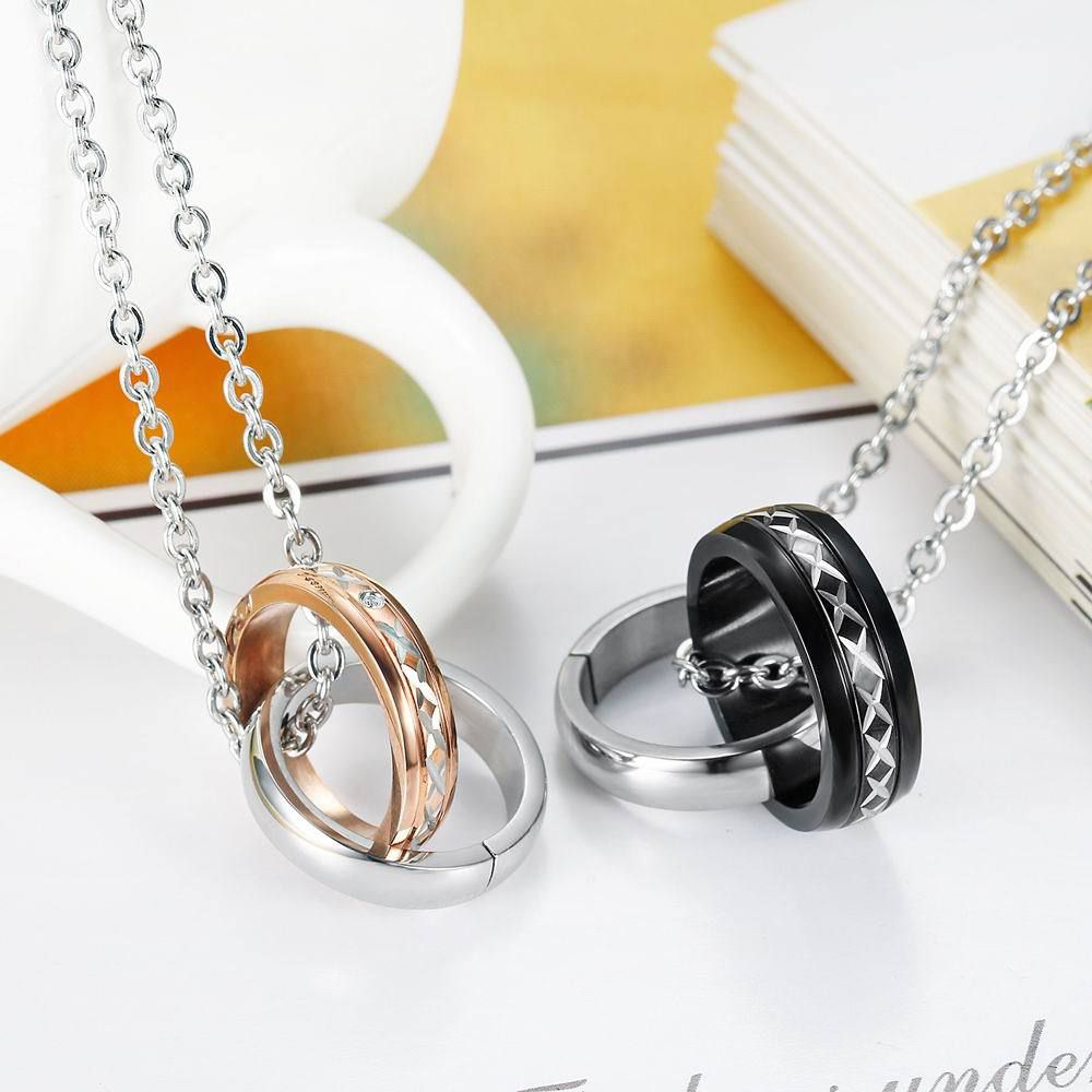 Wholesale Creative Celebrity Titanium steel couple pendant necklace | EaseWholesale 1